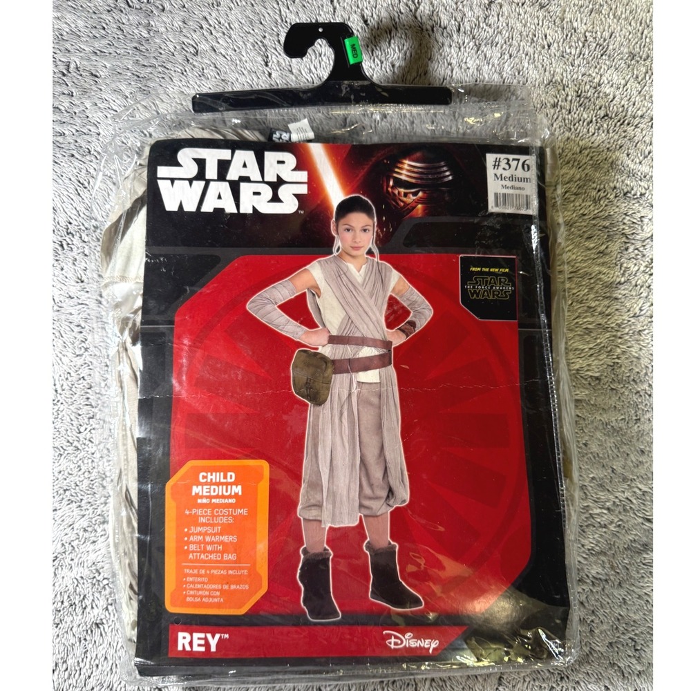 Star Wars Rey Costume The Force Awakens Child Medium 8-10 Disney 4-Piece Set 376